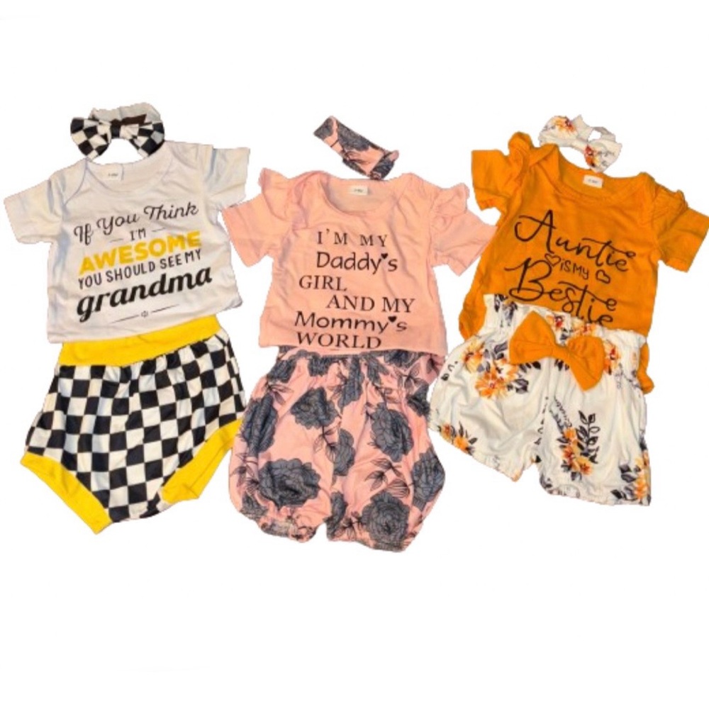 3 sets bundle 0-6 mths orange /3-6 mths yellow, pi…